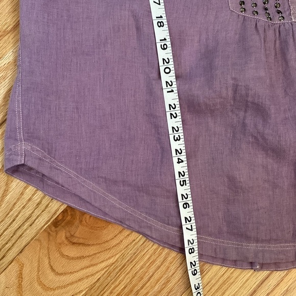Wrap 100% Linen Tunic blouse Womens 12 Purple Lagenlook Bohemian Artsy beaded - Picture 14 of 15